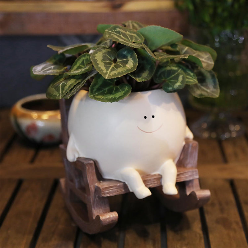 Maceta Portátil con Carita Sonriente para Decoración