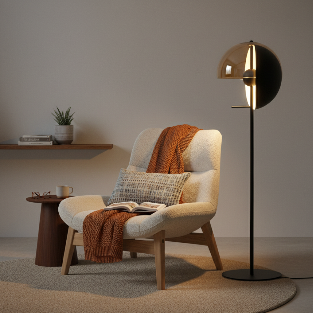 Lámpara de Pie Moderna Neralith Soma - Elegante Lámpara de Cristal para Sala de Estar