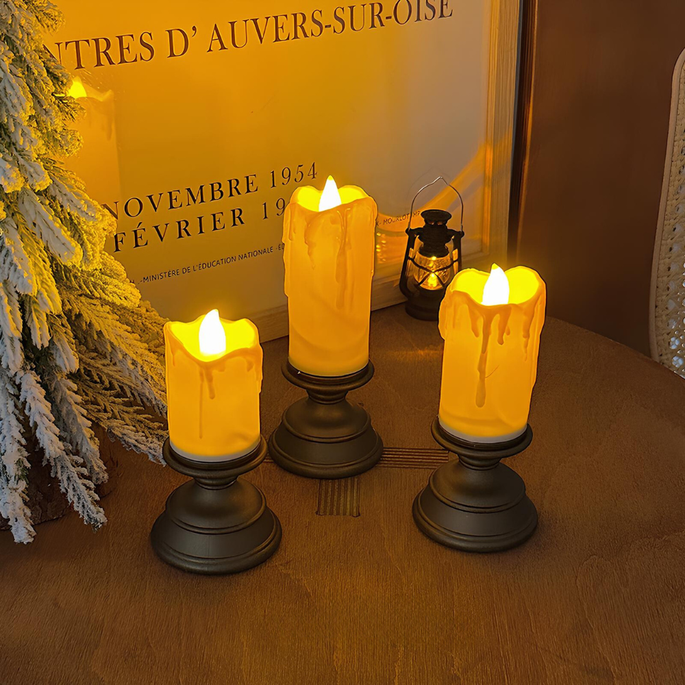 Velas LED LumiFlame | Efecto de cera parpadeante | Seguras y ahorradoras de energía | Diferentes tamaños y diseños