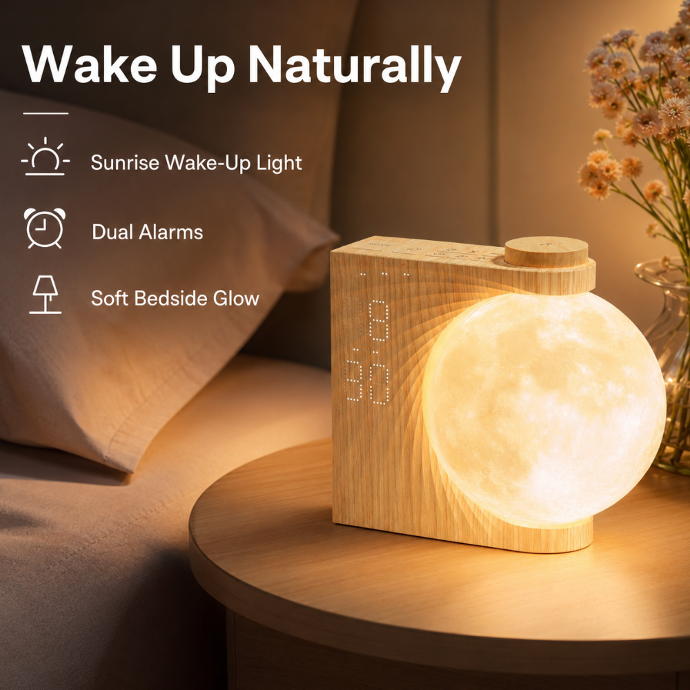 Reloj Despertador Restora Sunrise - Luz Gradual para Despertar y Lámpara de Mesita de Noche