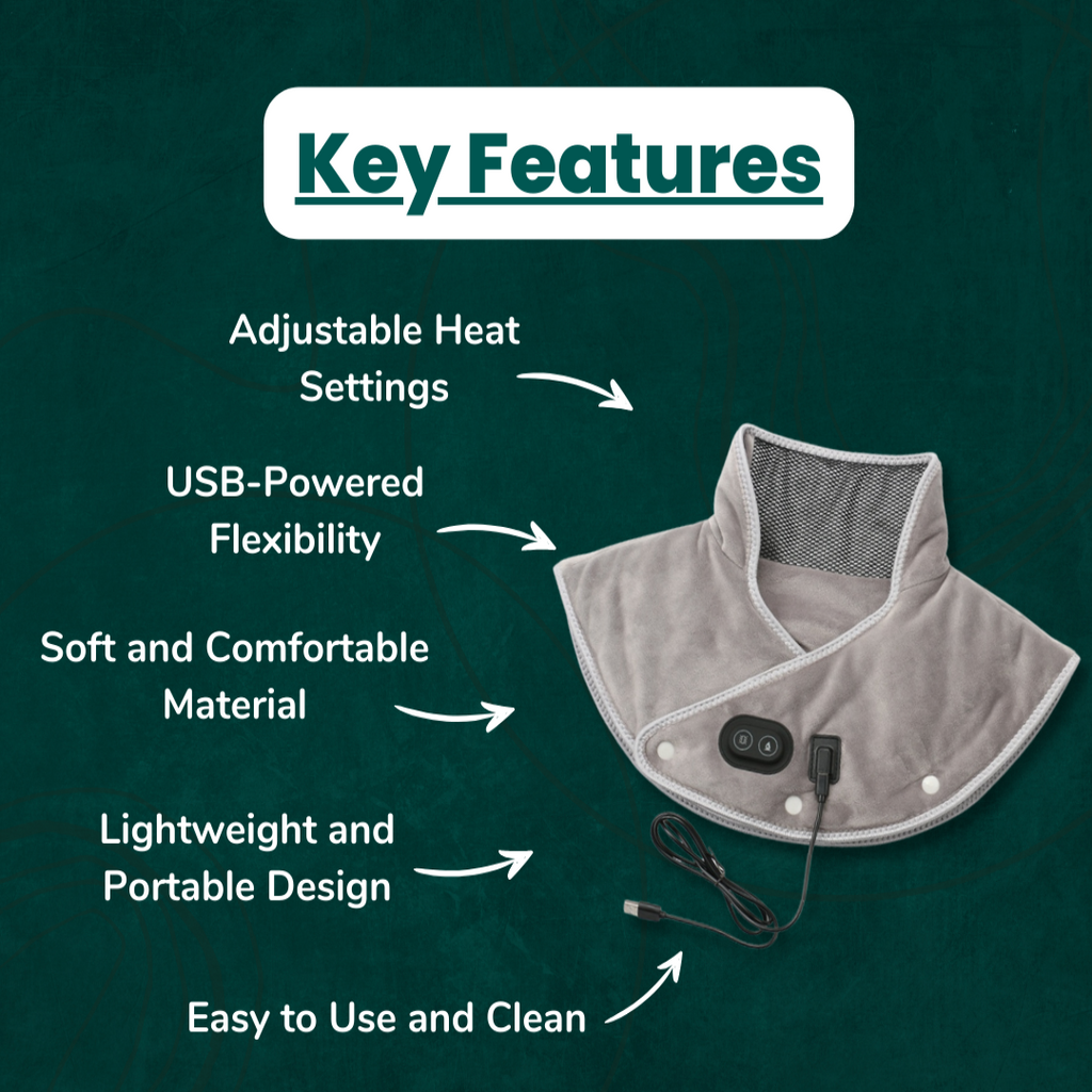Lisslune | Almohadilla Térmica y Masajeadora para el Cuello | Calor para Cuello y Hombros para la Relajación Muscular | Configuraciones Ajustables para Alivio del Estrés | Alivio y Relajación del Dolor en el Cuello