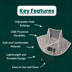 Lisslune | Almohadilla Térmica y Masajeadora para el Cuello | Calor para Cuello y Hombros para la Relajación Muscular | Configuraciones Ajustables para Alivio del Estrés | Alivio y Relajación del Dolor en el Cuello
