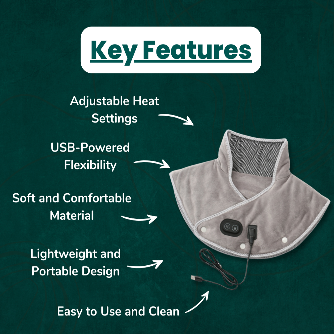 Lisslune | Almohadilla Térmica y Masajeadora para el Cuello | Calor para Cuello y Hombros para la Relajación Muscular | Configuraciones Ajustables para Alivio del Estrés | Alivio y Relajación del Dolor en el Cuello