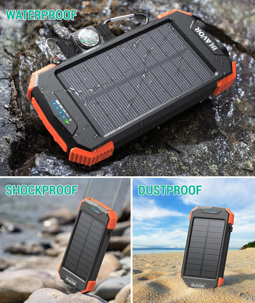 Rivanta Solar-Powerbank Batería de Emergencia IPX4 | Kalsten