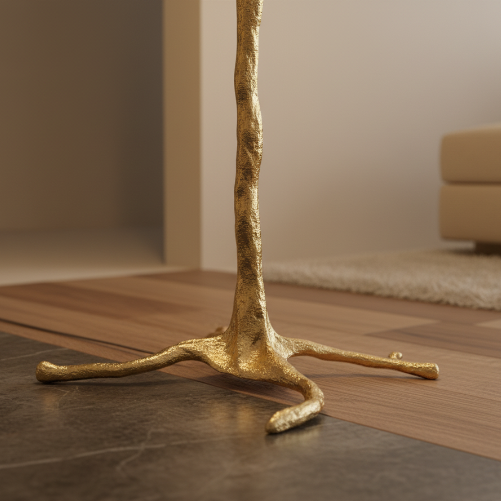 Lámpara de Pie con Pantalla de Plumas Elegante - Lámpara de Trípode Moderna para Sala de Estar
