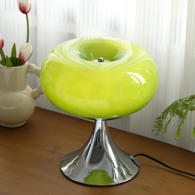 LumiJoy – Lámpara de mesa con estructura de metal y vidrio e LED integrado