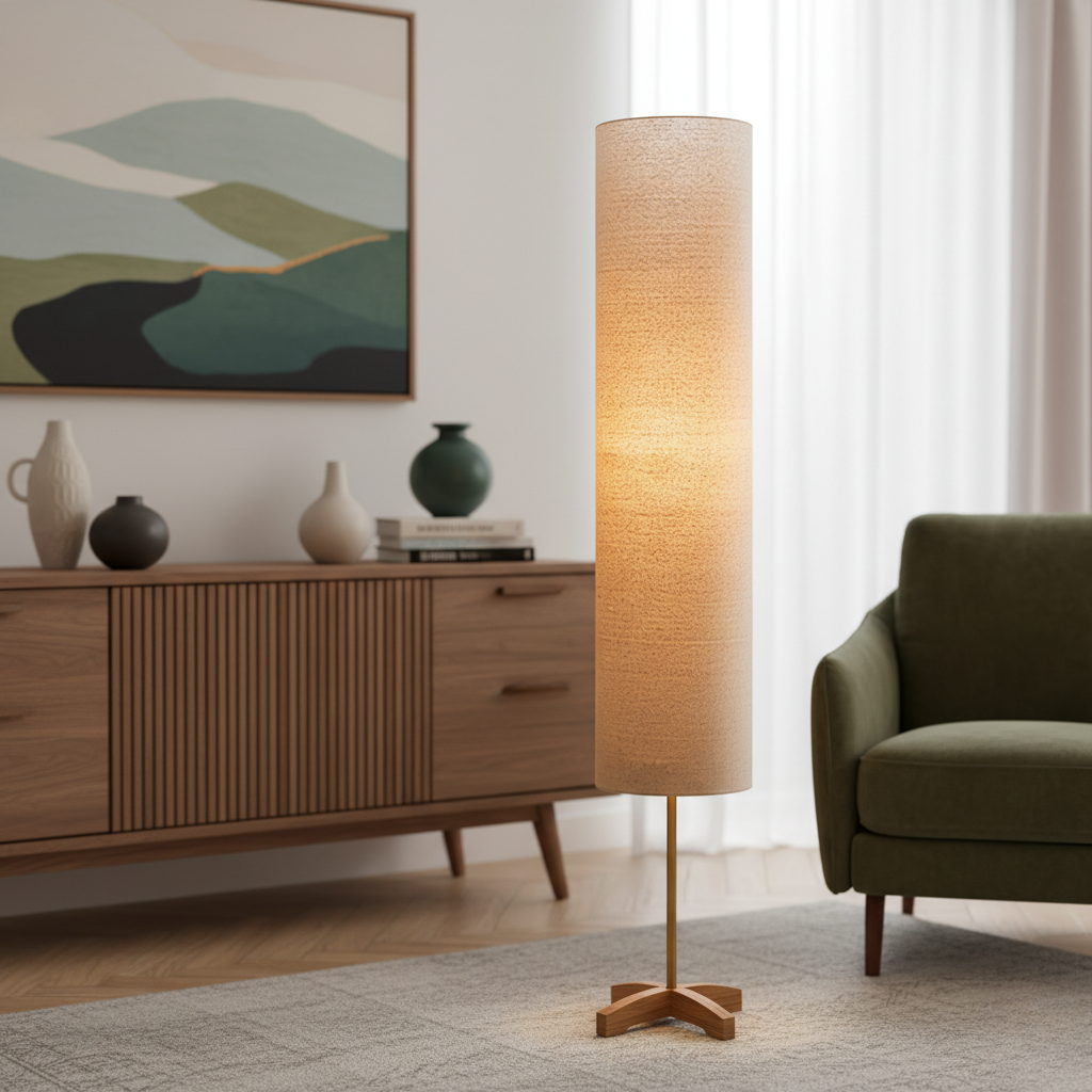 Lámpara de Pie Nomi Modern Gold - Diseño Escandinavo-Japonés para Sala de Estar o Dormitorio