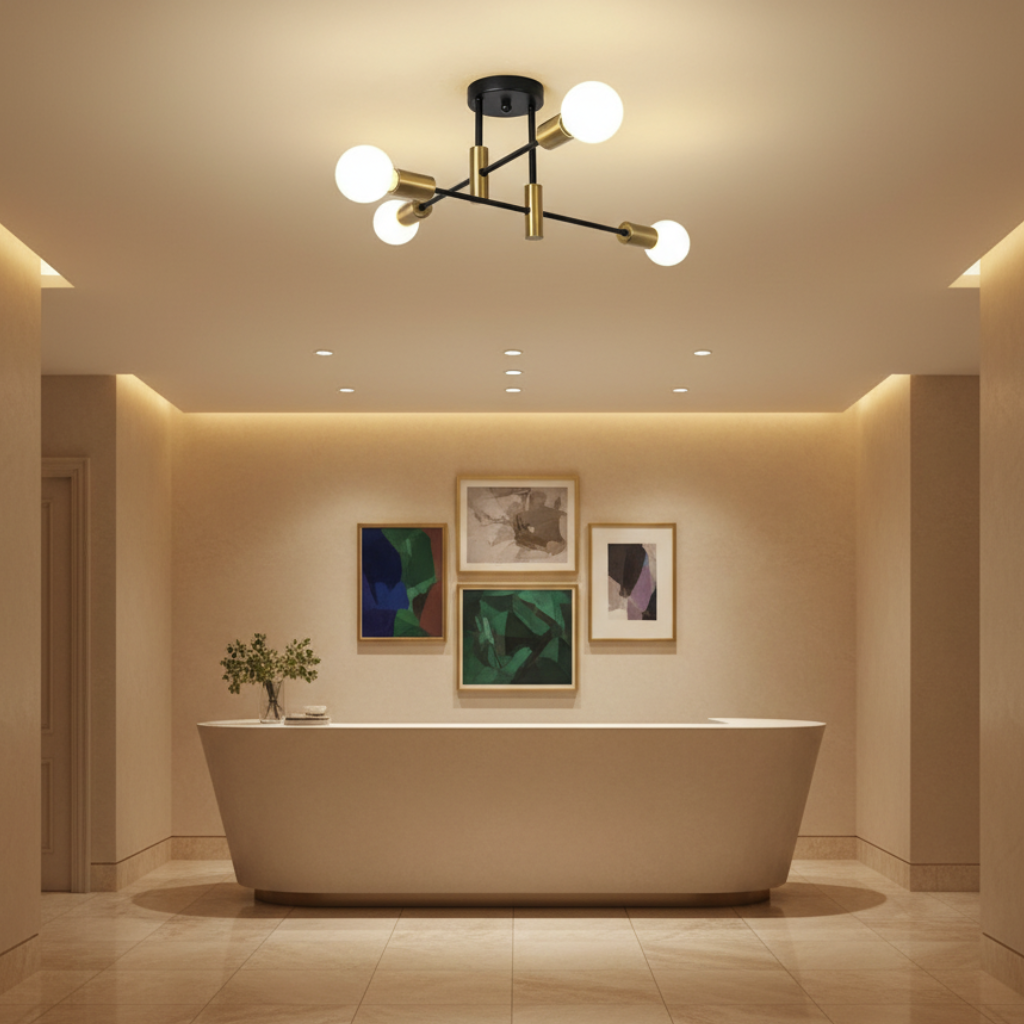 Axon - Luz de Techo Empotrada Moderna con Acabado Bicolor, Opciones de 4/6/8 Lámparas