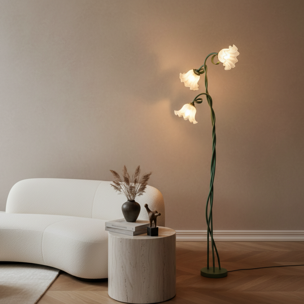 CallaBloom | Lámpara de Pie Moderna Verde Mate Elegante para Sala de Estar