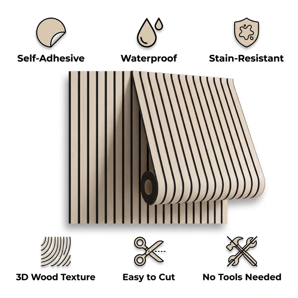 Paneles de Pared WoodLook – Revestimiento de Pared 3D de PVC Autoadhesivo para un Efecto Rápido en el Hogar
