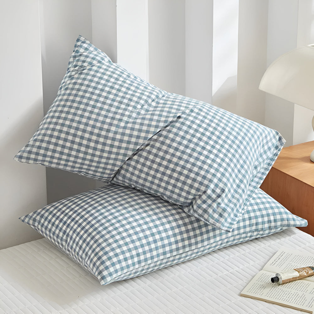 Fundas de Almohada a Cuadros Suaves