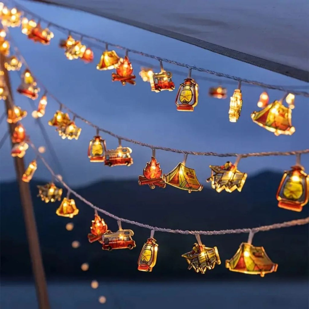 Iluminación Ambiental de Camping con Motivos de Tienda y Caravana LED
