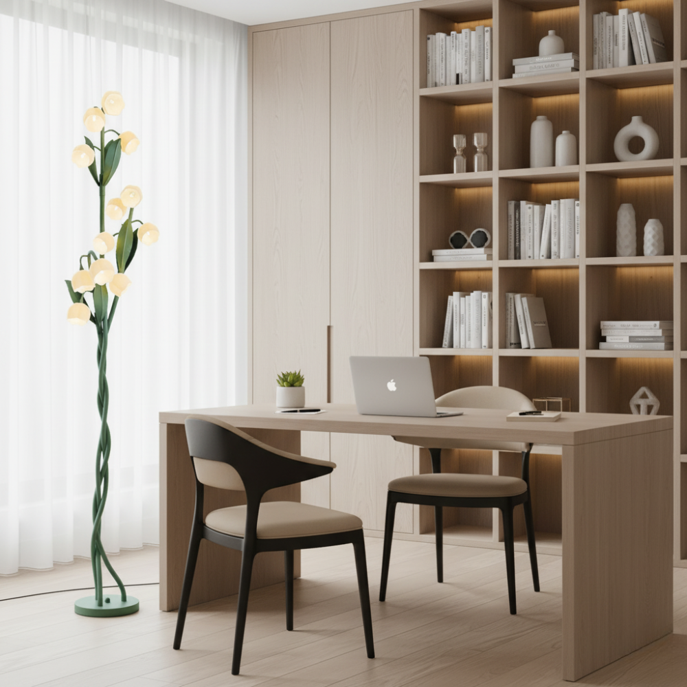 Sara Orchid - Lámpara de Pie Elegante con Sombrillas de Flores Blancas para Sala de Estar o Dormitorio