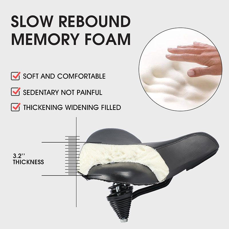Asiento de Bicicleta Extra Grande con Espuma Gruesa y Resistente al Agua