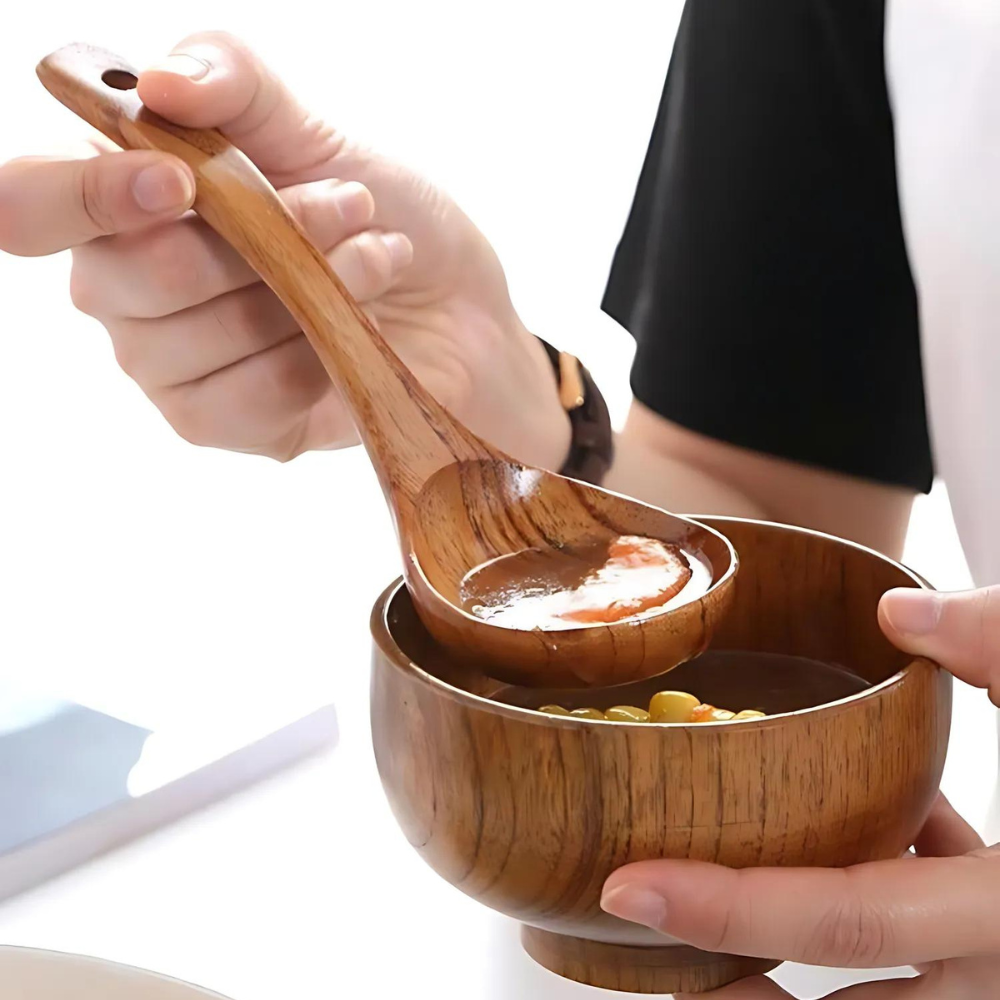 Cuchara de Madera Natural para Sopa - 1ud