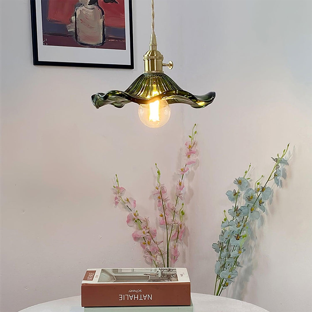 Lámpara colgante decorativa | Vidrio | Forma de flor