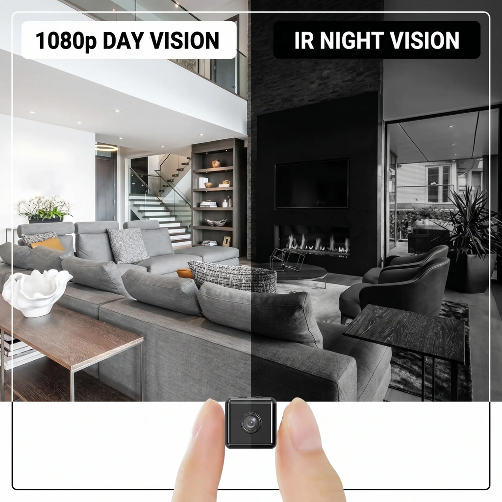 Cámara de seguridad inalámbrica WiFi de 1080p | Resistente a la intemperie, controlable mediante aplicación e ideal para la vigilancia en interiores y exteriores | Cámara de CCTV compacta