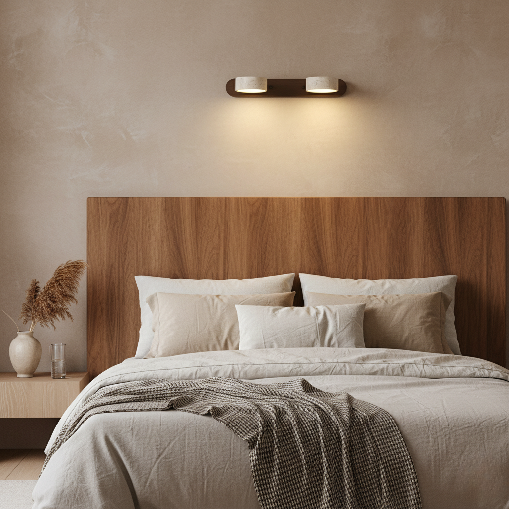 Aplique de Pared de Travertino Elegante con Focos Ajustables