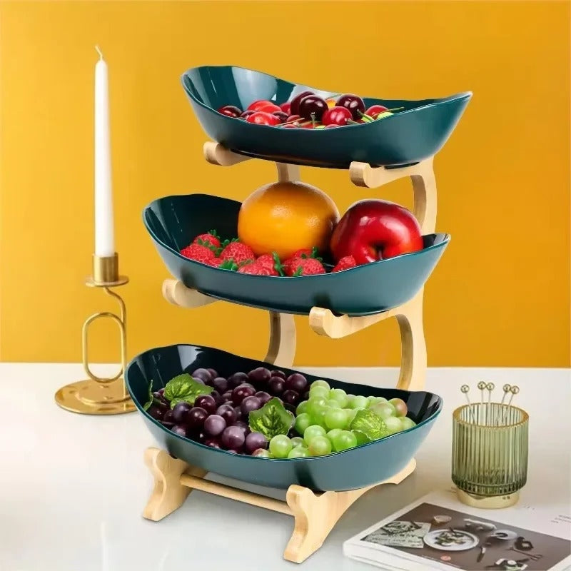 HoldNest – Cuenco de frutas moderno con bandejas apilables desmontables