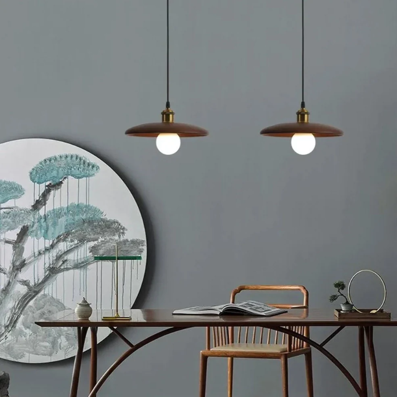 Oriva | Lámpara colgante en forma de disco de madera