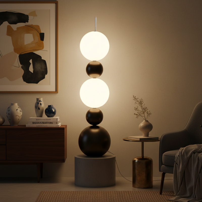 Lámpara de Pie Moderna Calura - Diseño de Calabaza Artesanal con Luz LED Cálida