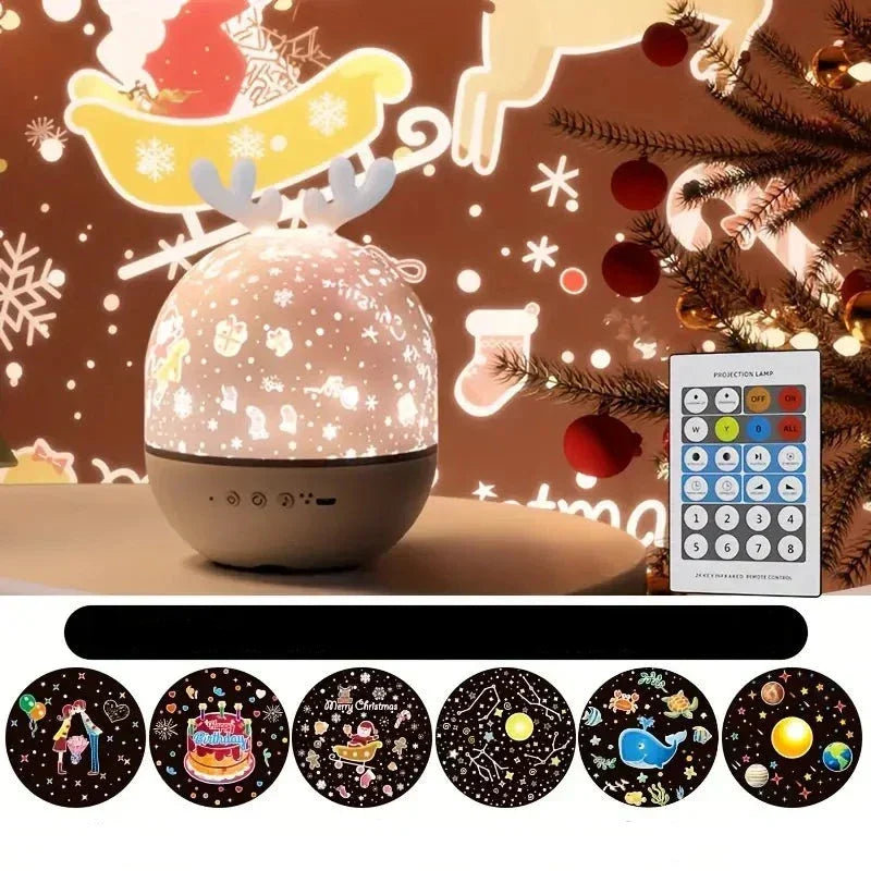 Proyector de estrellas lámpara nocturna para niños – regulable y segura con función de música