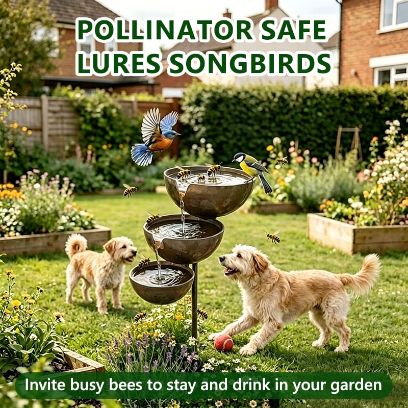 Fuente de agua para aves de metal con función de agua de lluvia