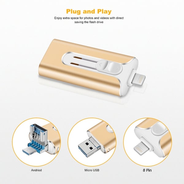 32~256GB Micro USB + 8 Pin + USB 3.0 4 en 1 Disco U para Computadora | 50% DESCUENTO