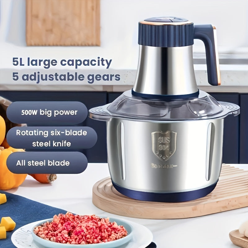 BowLift | Procesador de Alimentos de Acero Inoxidable – Potente Picadora de Carne y Cortadora de Verduras (5L, 5000 RPM)