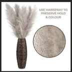 Ramo de hierba de pampas natural y real seca de 80 cm (blanco / beige / gris) │ pluma esponjosa para decoración moderna boho del hogar