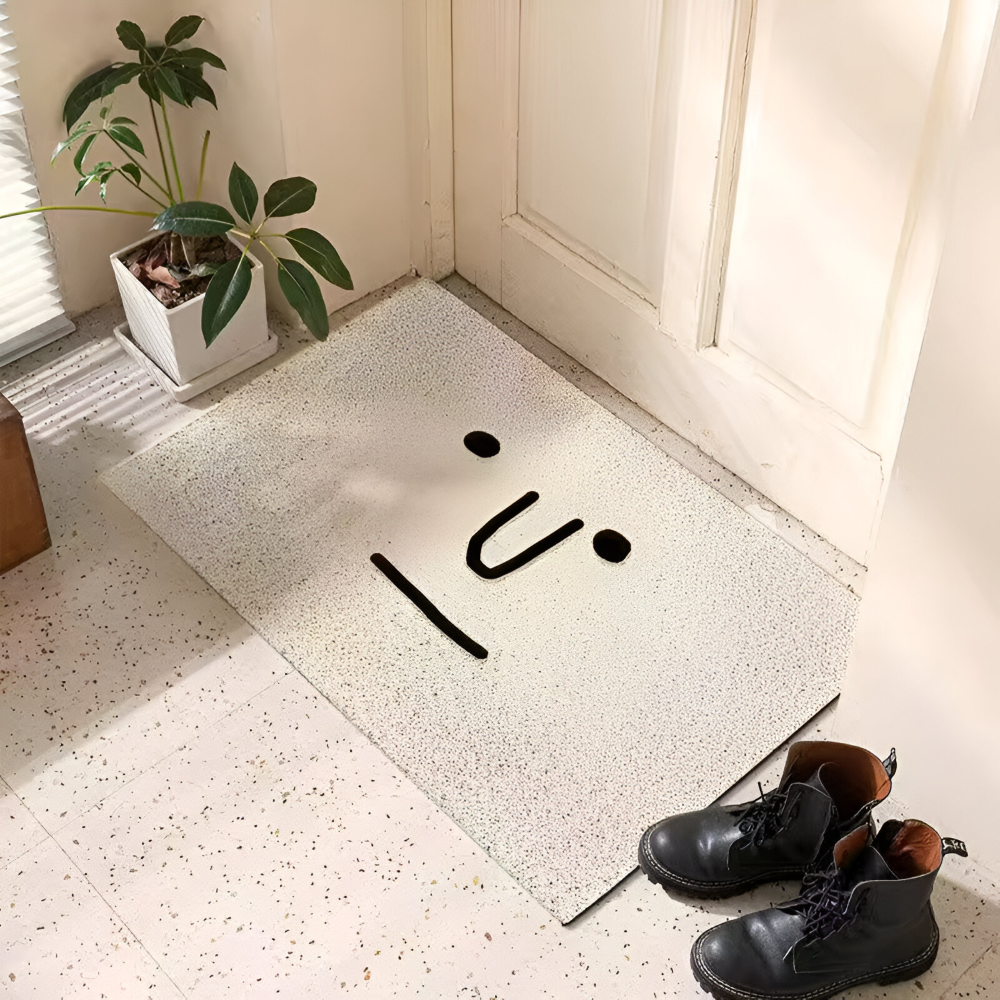 Alfombra de Entrada de PVC Antideslizante con Cara de Smiley