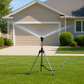 Aspersor de jardín ajustable de 360° en trípode – Sistema de riego de césped de acero inoxidable ajustable en altura