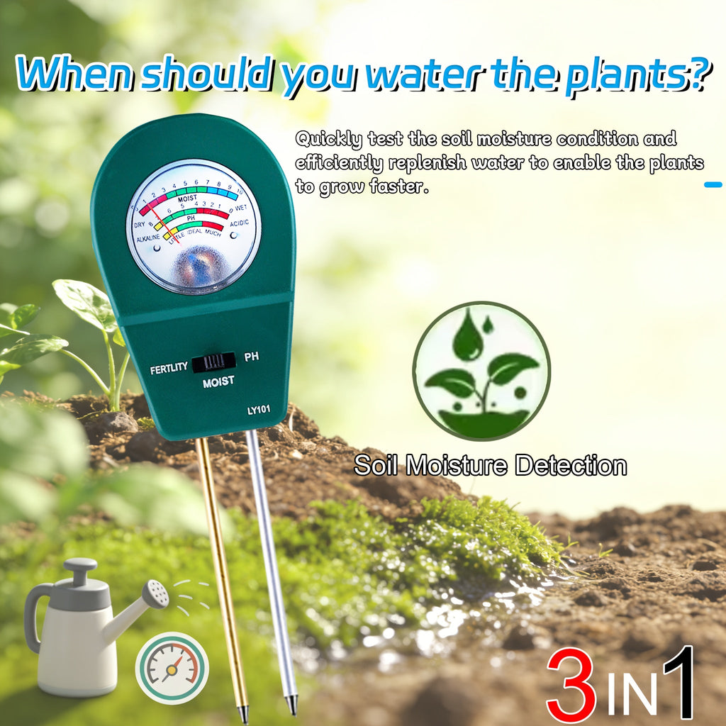 SOILTRIO – Probador de Humedad, Fertilidad y pH del Suelo 3 en 1