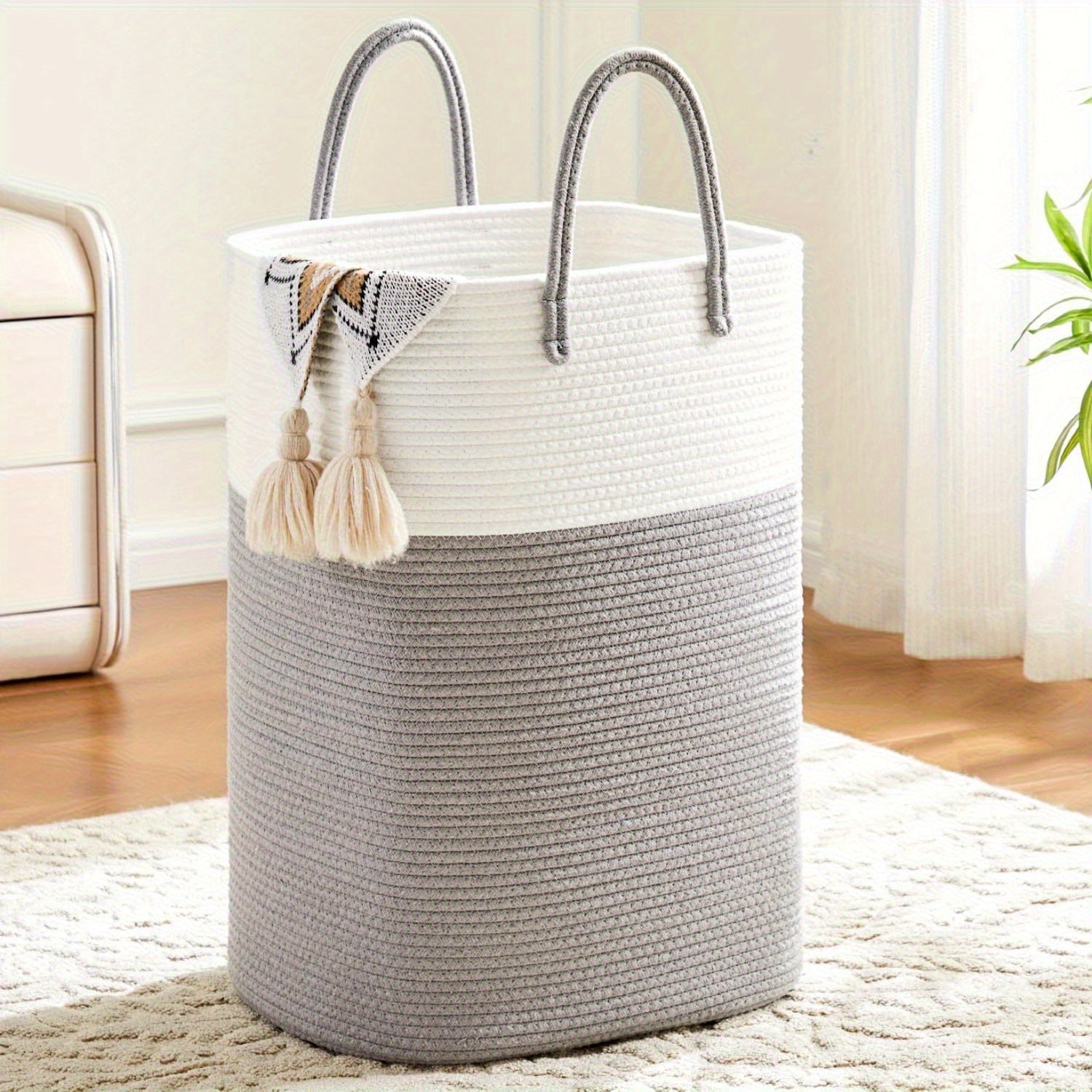 Cesta de Ropa Extra Grande Tejida - Espacio para Todas Tus Cosas, Durable y Práctica