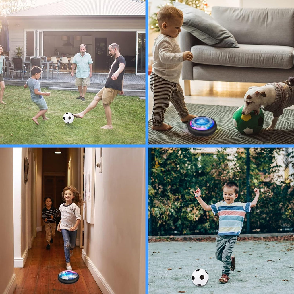 Set de Hockey y Fútbol Flotante 3 en 1 - Pelota Flotante Iluminada LED para Niños, Juguete Deportivo para Interior y Exterior