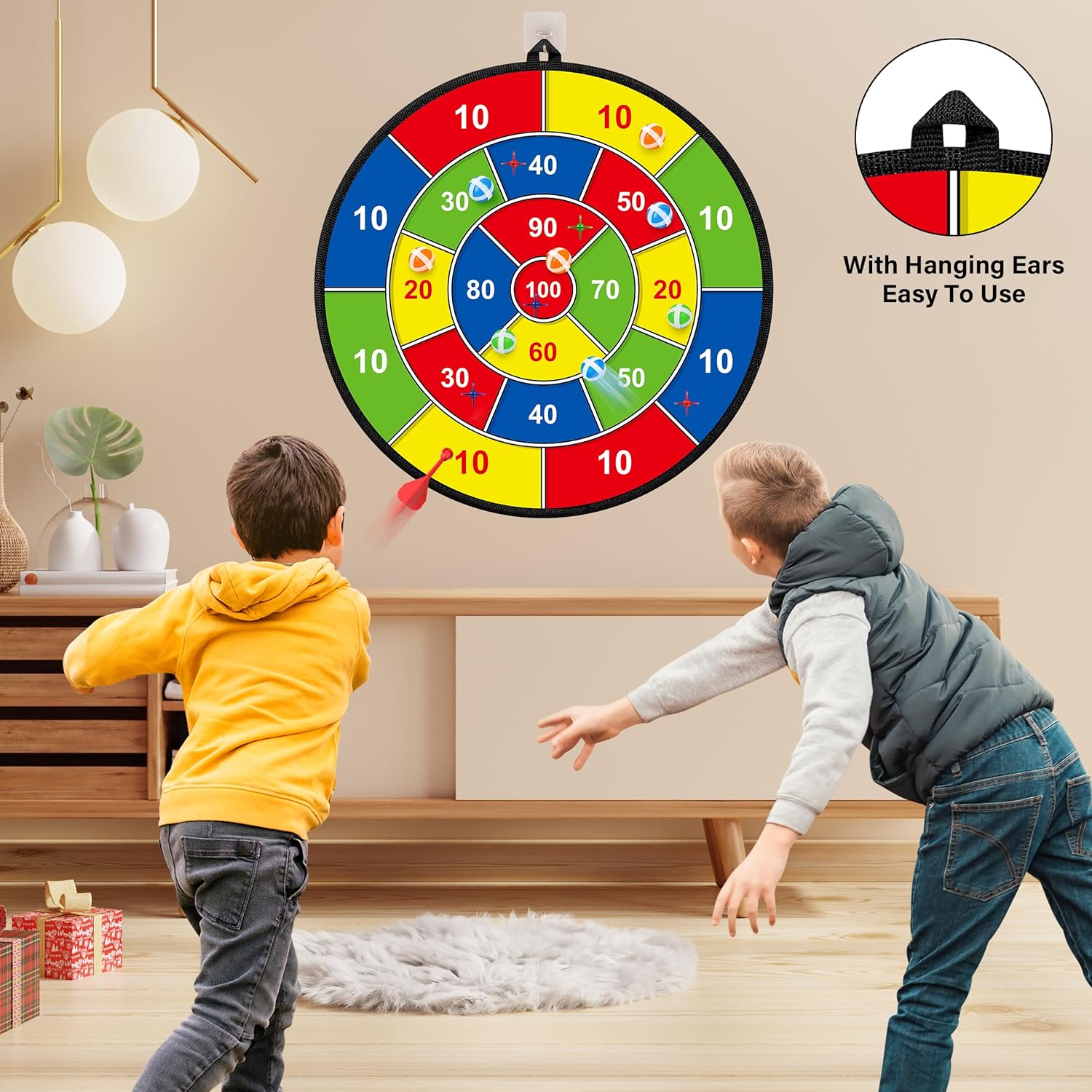 Lisslune | Grande diana de dardos doble cara para niños – Jugar, aprender y relajarse