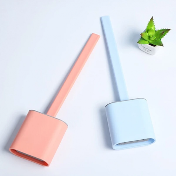 Cepillo de inodoro con cabezal de silicona flexible para una limpieza higiénica