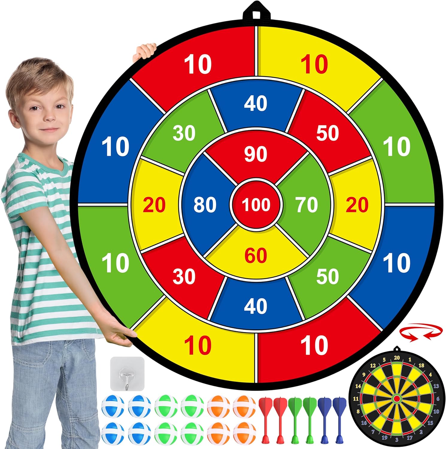 Lisslune | Grande diana de dardos doble cara para niños – Jugar, aprender y relajarse