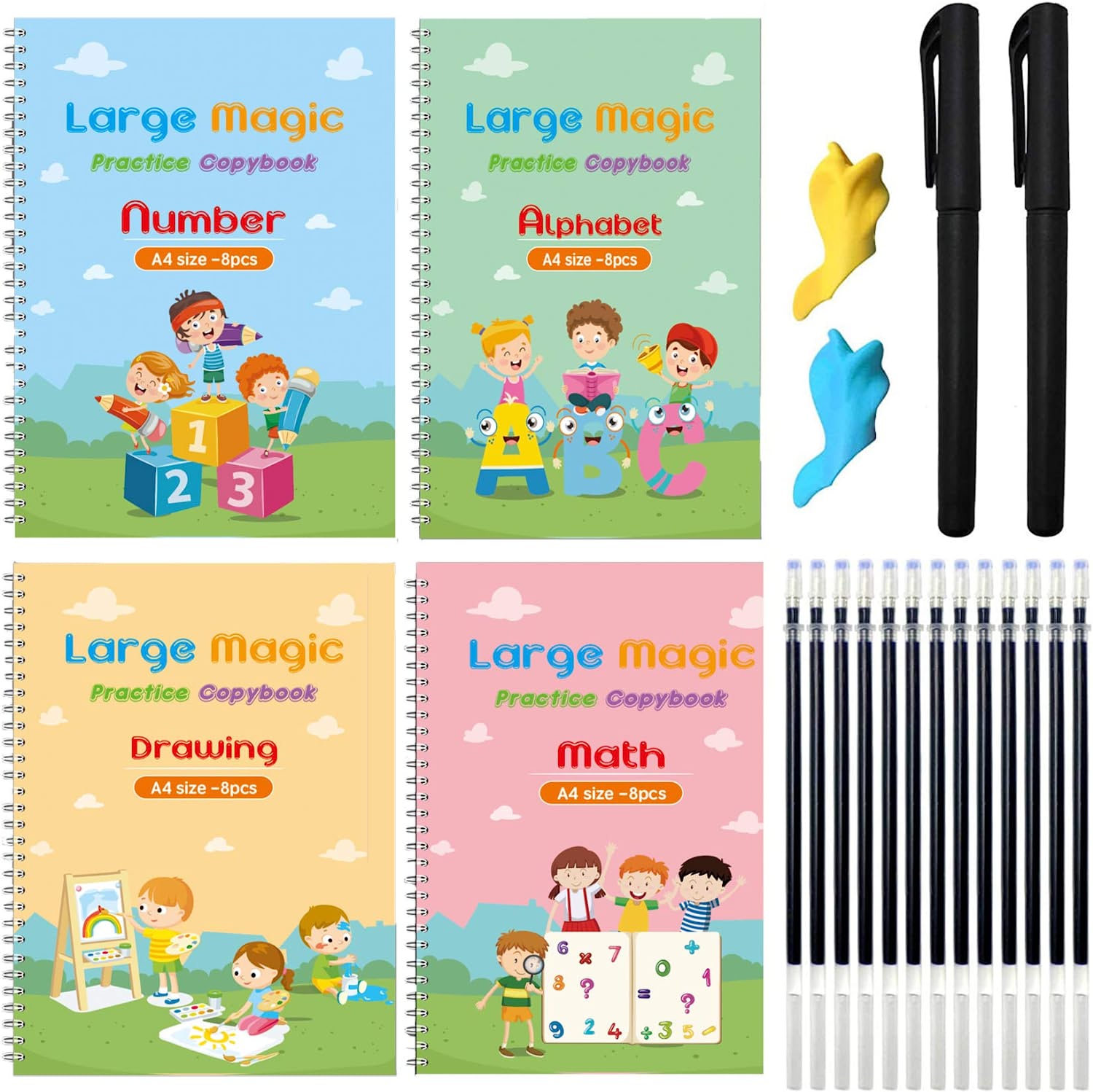 SchreibMeister - Set de 4 (1+3 GRATIS) - La primera introducción a la escritura – Cuaderno de escritura
