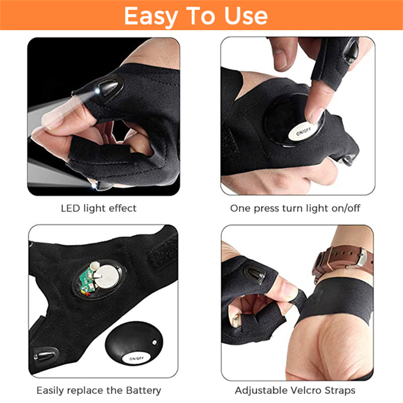 Guantes LED cómodos con luces a prueba de agua | Brehn