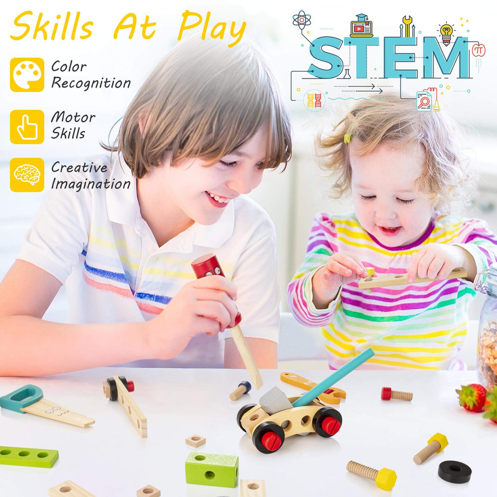 Caja de Herramientas de Madera para Niños - Creativa y Educativa
