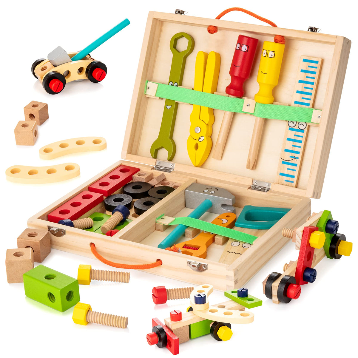Caja de Herramientas de Madera para Niños - Creativa y Educativa