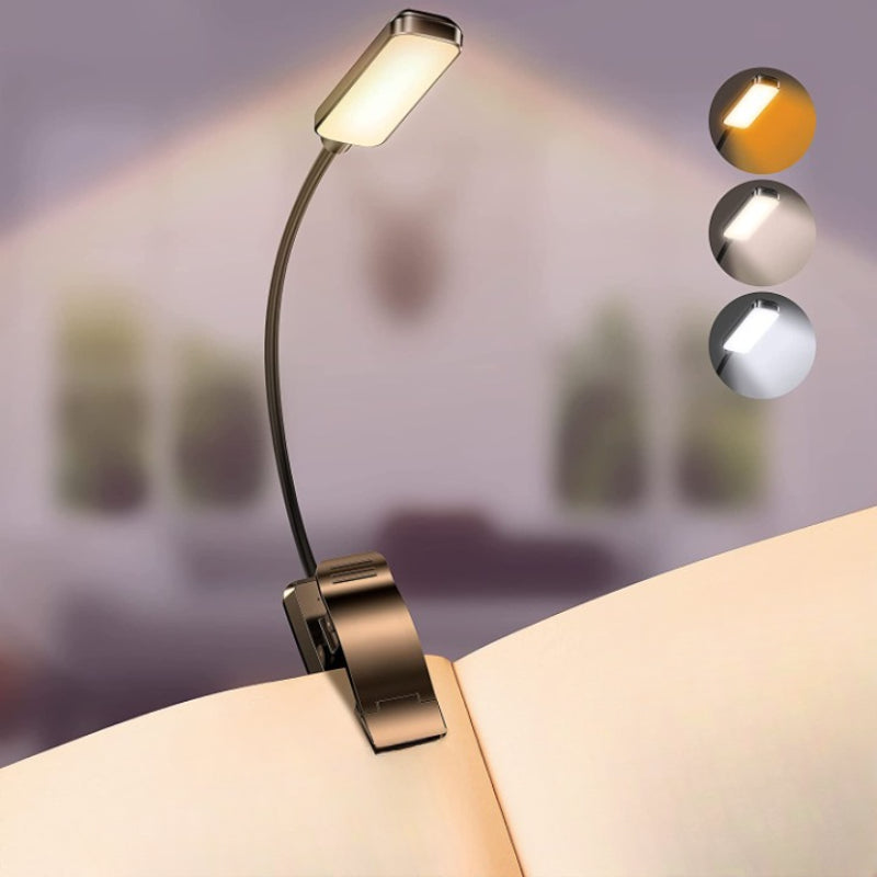 BowLift | Compra 9 lámparas de lectura LED recargables por USB para leer en la cama - amigables con los ojos, regulables sin escalas | Lámpara de lectura pequeña y ligera con clip