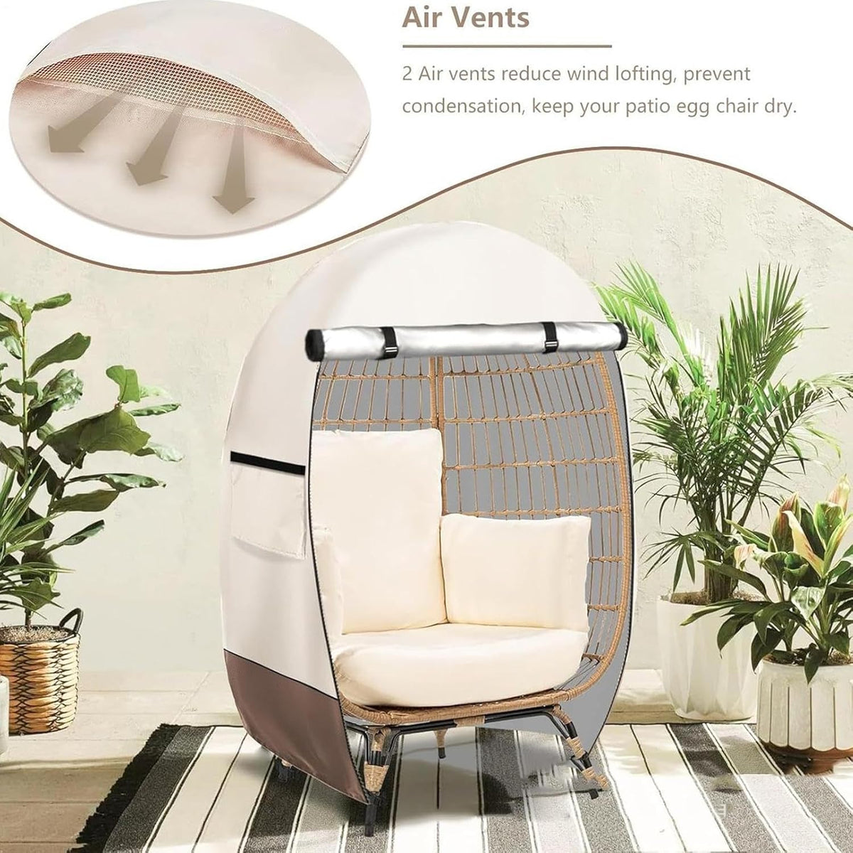 Cubierta Impermeable para Silla Huevo con Doble Cremallera – Solara