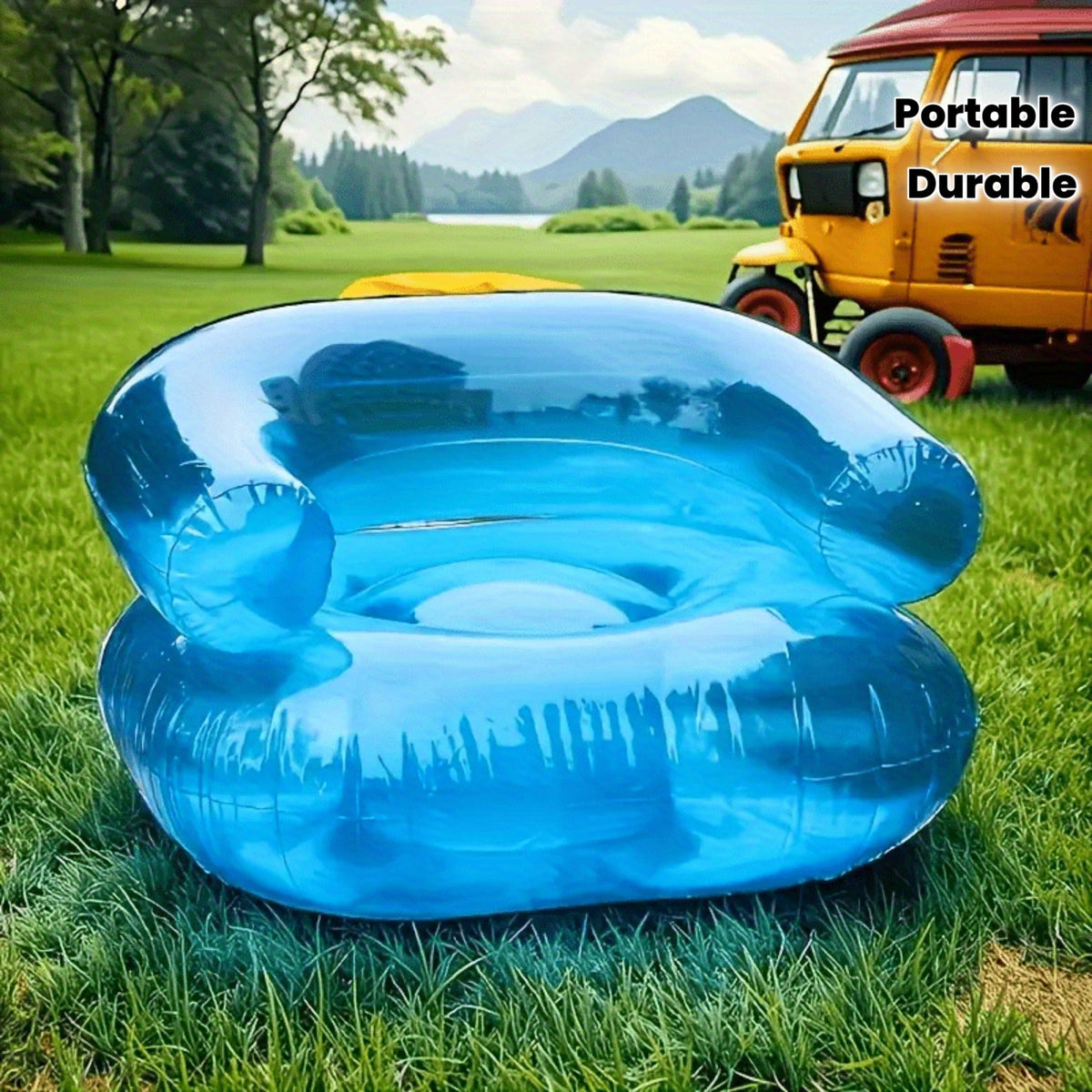 Sillón Inflable para Adultos con Diseño Transparente y Cojín de Confort