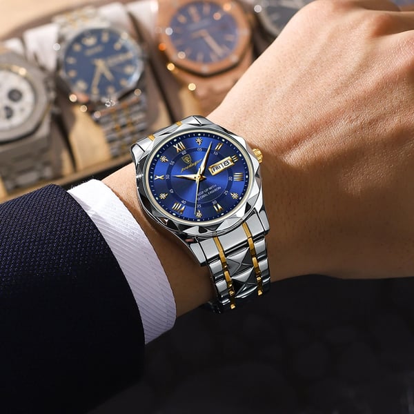 Modell 615 | Reloj de lujo para hombre | Movimiento de cuarzo japonés MIYOTA | Caja de acero inoxidable 316L | Cristal Hardlex | Resistente al agua 3 ATM | Índices luminosos y fecha
