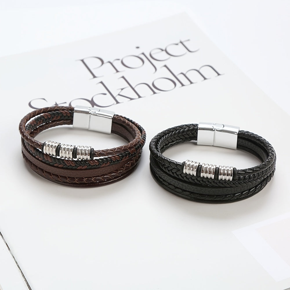 Pulsera de Cuero Trenzado Refinada - Para el Hombre Estiloso