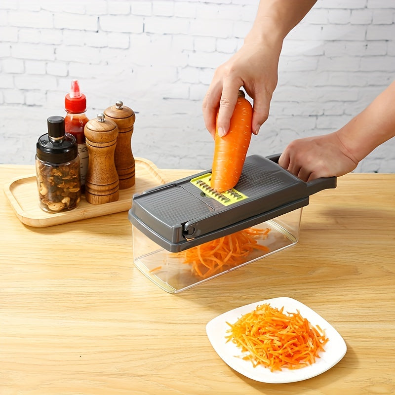 Set de Cortadores de Verduras de 14 Piezas - Raspador Manual, Pelador, Picadora y Rebanador para Preparación de Cocina