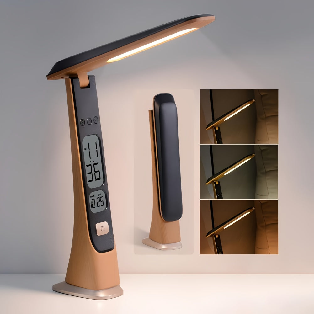 FLEXILUX – Lámpara de Escritorio LED Portátil Plegable con Pantalla de Hora