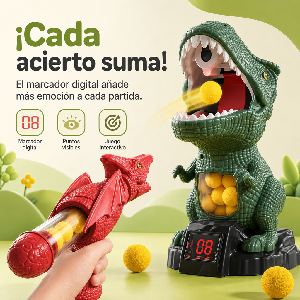 DINOPOP BLASTER – Jeu de tir de dinosaures pour enfants avec des balles en mousse souple et une cible